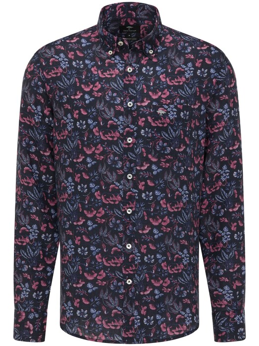 Fynch-Hatton Linen Flowers Button Down Shirt Thistle