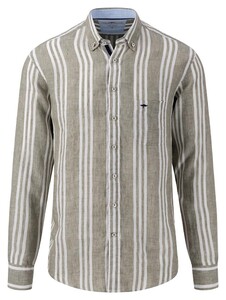 Fynch-Hatton Linen Multi Stripe Shirt Dusty Olive