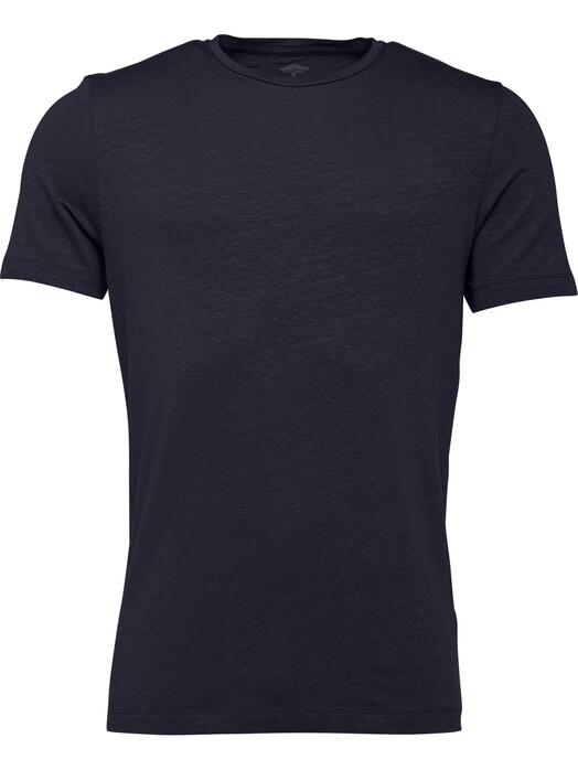 Fynch-Hatton Linen Round Neck Uni T-Shirt Navy