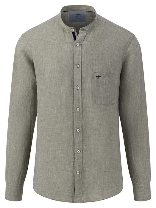 Fynch-Hatton Linen Stand Up Collar Uni Shirt Dusty Olive