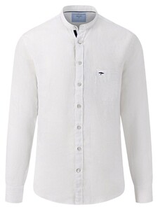 Fynch-Hatton Linen Stand Up Collar Uni Shirt White