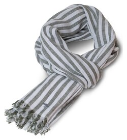 Fynch-Hatton Linen Striped Scarf White
