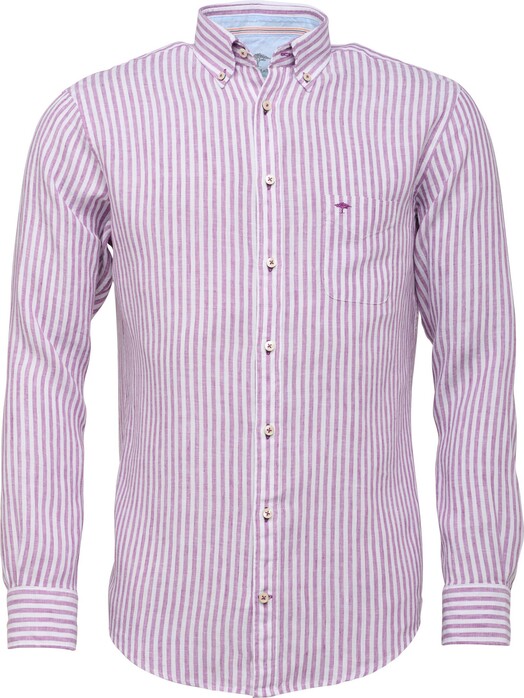 Fynch-Hatton Linen Stripes Button Down Shirt Lavender