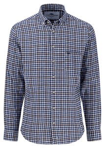 Fynch-Hatton Linnen Classic Check Button-Down Overhemd Navy