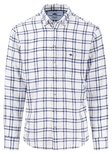 Fynch-Hatton Linnen Classic Duo Check Button-Down Overhemd Wit