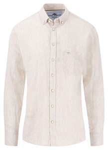 Fynch-Hatton Linnen Fine Stripe Button-Down Overhemd Zand