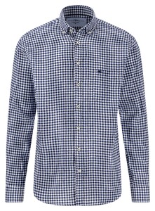 Fynch-Hatton Linnen Vichy Check Button-Down Overhemd Navy