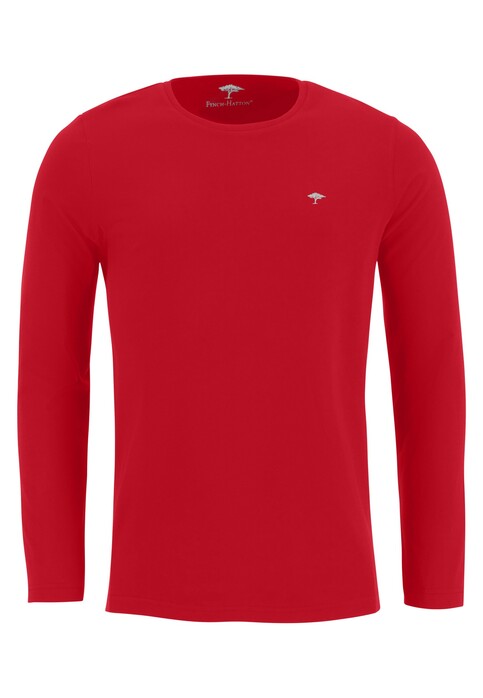 Fynch-Hatton Longsleeve O-Neck T-Shirt Uni Color Sangria