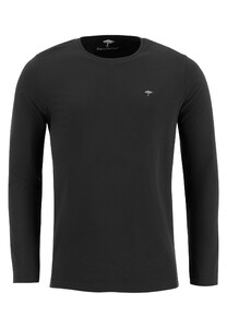 Fynch-Hatton Longsleeve O-Neck T-Shirt Uni Color T-Shirt Zwart