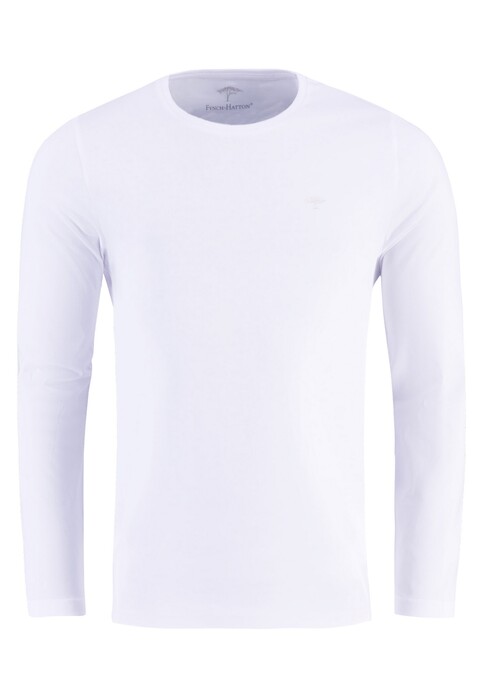 Fynch-Hatton Longsleeve O-Neck T-Shirt Uni Color White