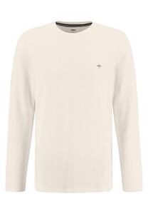 Fynch-Hatton Longsleeve Round Neck Fine Cotton Modal Waffle Structure T-Shirt Off White