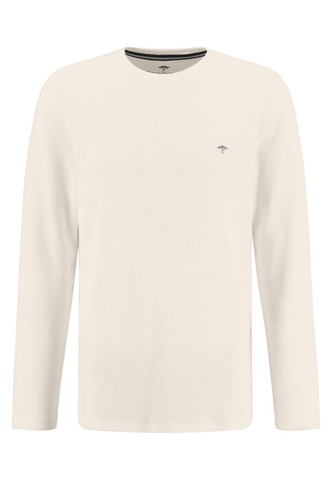 Fynch-Hatton Longsleeve Round Neck Fine Cotton Modal Waffle Structure T-Shirt Off White