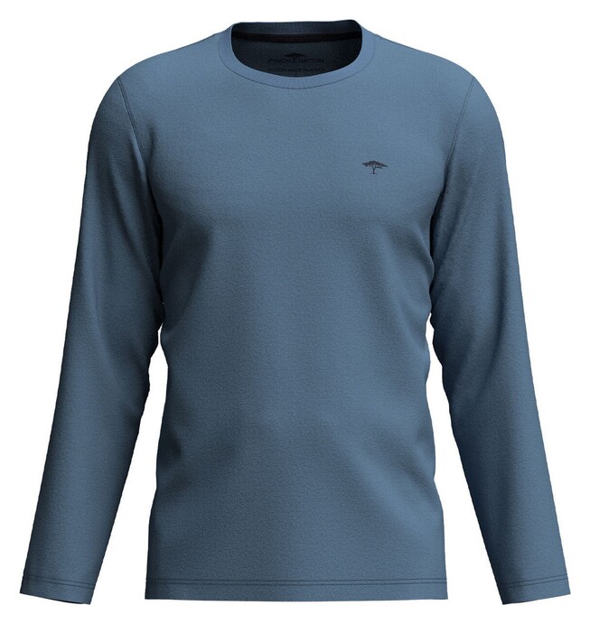 Fynch-Hatton Longsleeve Uni Color O-Neck T-Shirt Cloud Blue