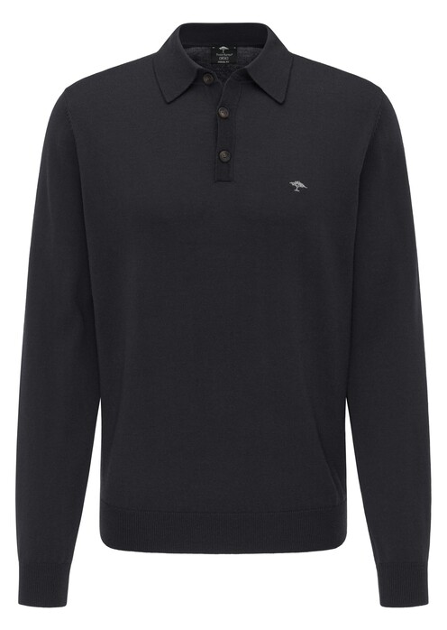 Fynch-Hatton Meirno Polo Collar Button Pullover Black