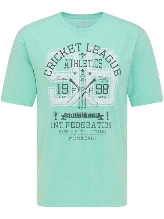 Fynch-Hatton Melange Athletics Print T-Shirt Peppermint-White