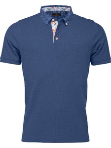 Fynch-Hatton Melange Color Contrast Collar Polo Blauw