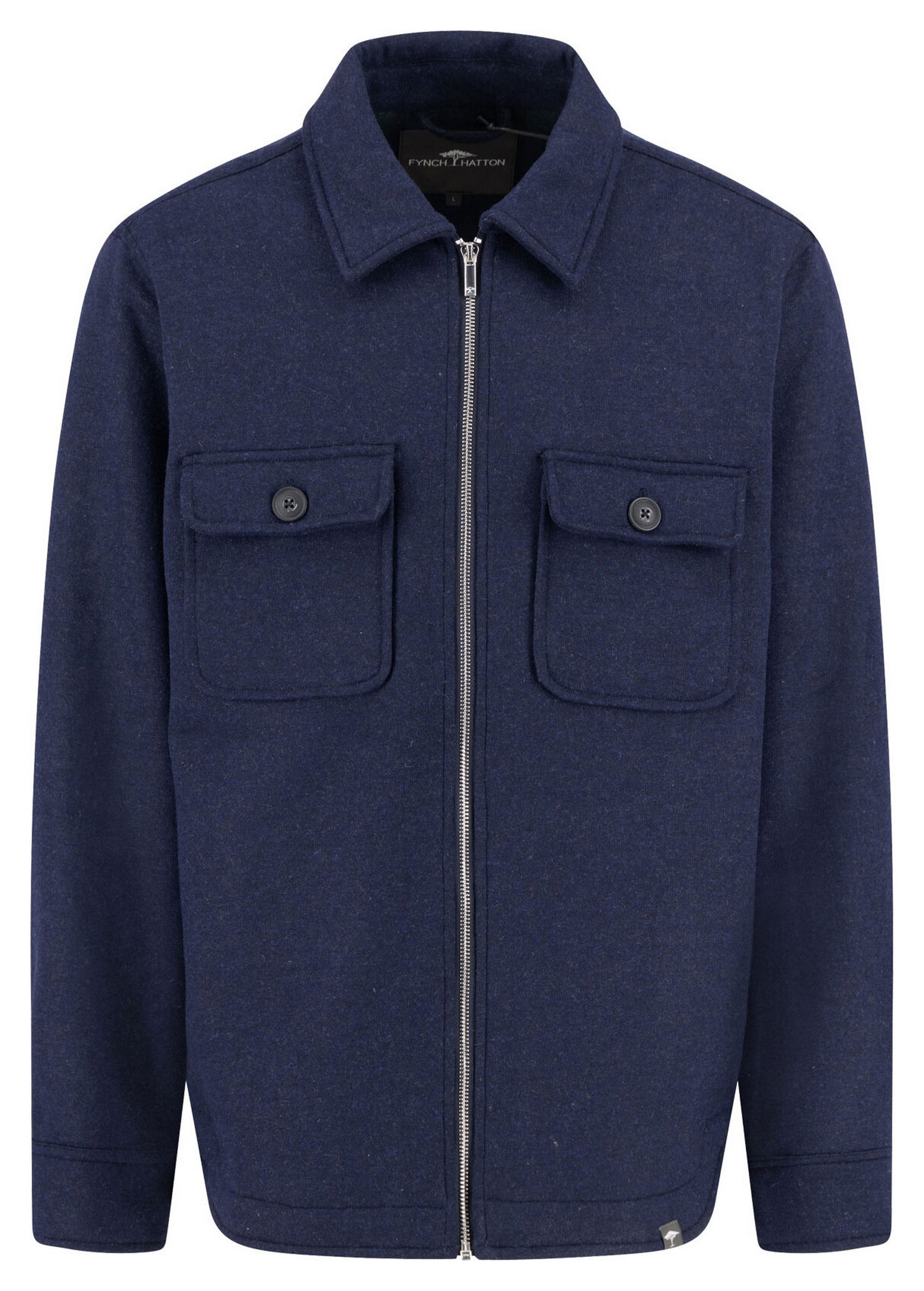 Fynch-Hatton Mélange Double Chest Pocket Overshirt Dark Navy