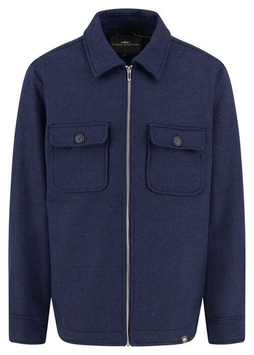 Fynch-Hatton Mélange Double Chest Pocket Overshirt Dark Navy
