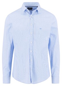 Fynch-Hatton Mini Check Kent Collar Shirt Soft Blue