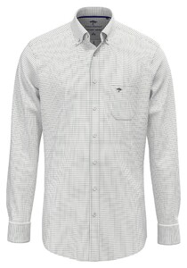 Fynch-Hatton Mini Check Oxford Button-Down Shirt Dark Leaf
