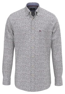 Fynch-Hatton Mini Flower Pattern Kent Collar Shirt Deep Merlot