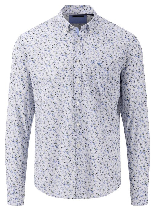 Fynch-Hatton Mini Flower Structure Pattern Shirt Crystal Blue