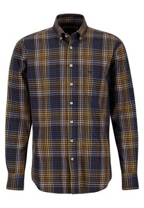Fynch-Hatton Mini Multi Checks Button Down Shirt Navy-Brown