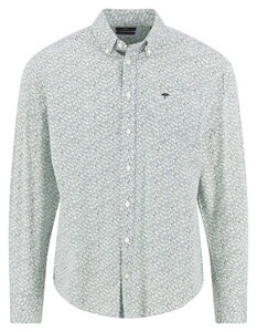 Fynch-Hatton Minimal Flower Pattern Overhemd Avocado