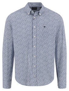Fynch-Hatton Minimal Flower Pattern Overhemd Navy