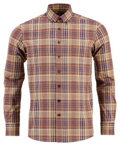 Fynch-Hatton Modern Big Check Button Down Overhemd Coffee-Camel