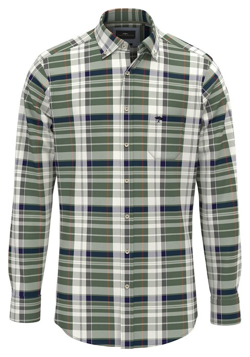 Fynch-Hatton Modern Check Mix Button Down Overhemd Dark Emerald