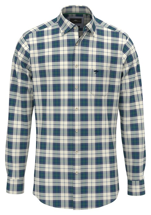 Fynch-Hatton Modern Check Mix Button Down Overhemd Grasgroen