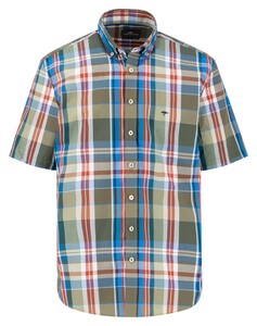 Fynch-Hatton Modern Check Short Sleeve Overhemd Green-Blue-Rust