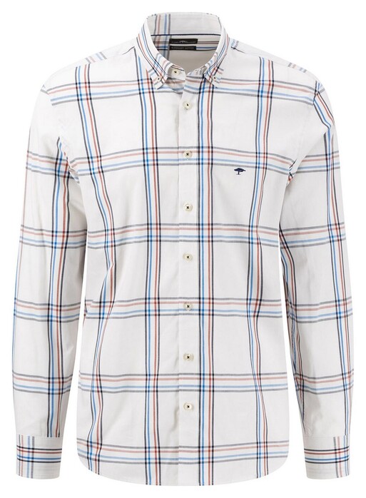 Fynch-Hatton modern Checks Multi Stripe Overhemd Wit-Blauw-Rood