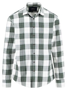Fynch-Hatton Modern Flanel Check Kent Collar Overhemd Dark Ivy