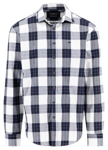 Fynch-Hatton Modern Flanel Check Kent Collar Overhemd Navy