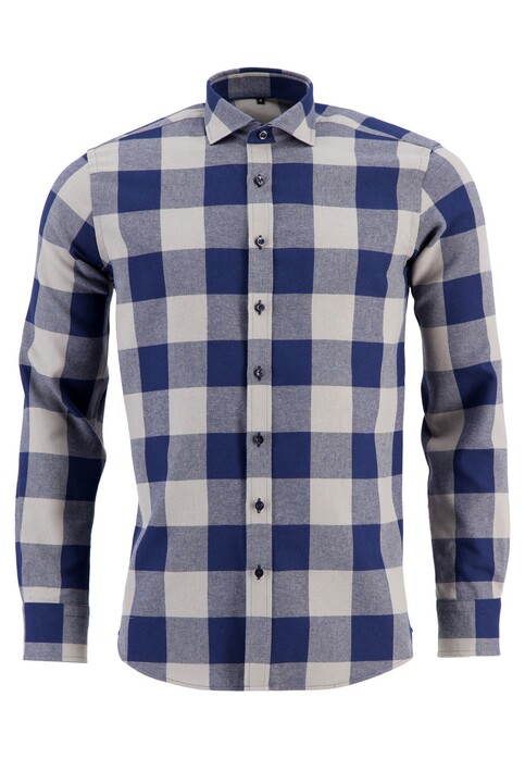 Fynch-Hatton Modern Flannel Check Kent Shirt Silver