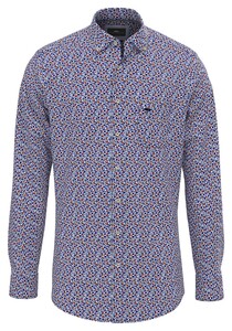 Fynch-Hatton Modern Mini Flower Pattern Shirt Navy