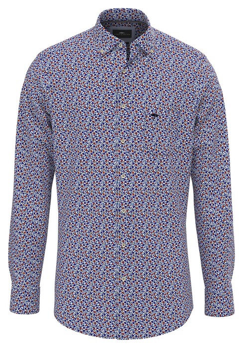 Fynch-Hatton Modern Mini Flower Pattern Shirt Navy