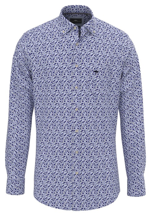 Fynch-Hatton Modern Mini Flower Pattern Shirt Soft Blue