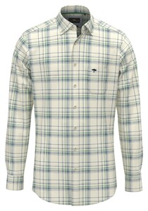 Fynch-Hatton Modern Multi Check Mix Button Down Overhemd Winter White