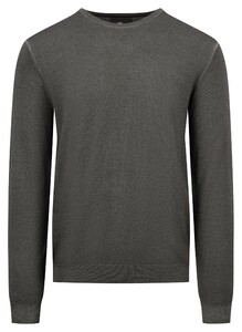 Fynch-Hatton Modern O-Neck Merino Pullover Dark Khaki