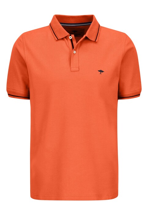 Fynch-Hatton Modern Subtle Contrast Soft Supima Cotton Pique Poloshirt Tangerine