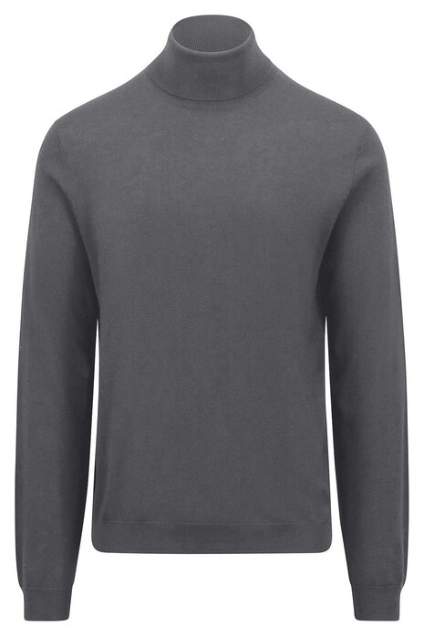 Fynch-Hatton Modern Uni Color Rollneck Merino Pullover Steel