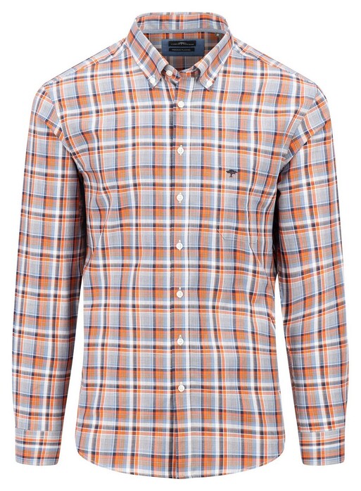 Fynch-Hatton Multi Combi Check Herringbone Shirt Flame