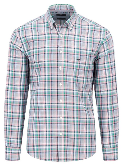 Fynch-Hatton Multi Combi Check Herringbone Shirt Grass Green