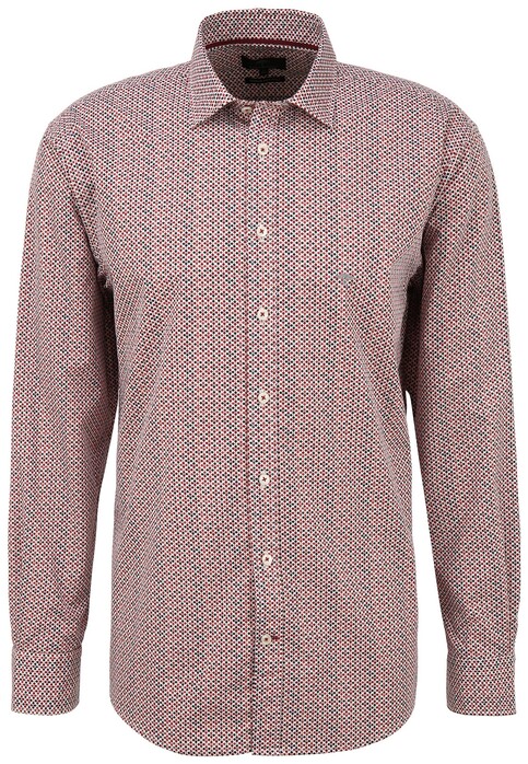 Fynch-Hatton Multi Connected Dots Pattern Shirt Red-Orange