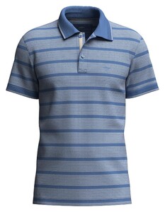 Fynch-Hatton Multi Fine Stripe Pattern 2-Tone Poloshirt Crystal Blue