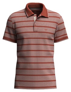 Fynch-Hatton Multi Fine Stripe Pattern 2-Tone Poloshirt Orient Red