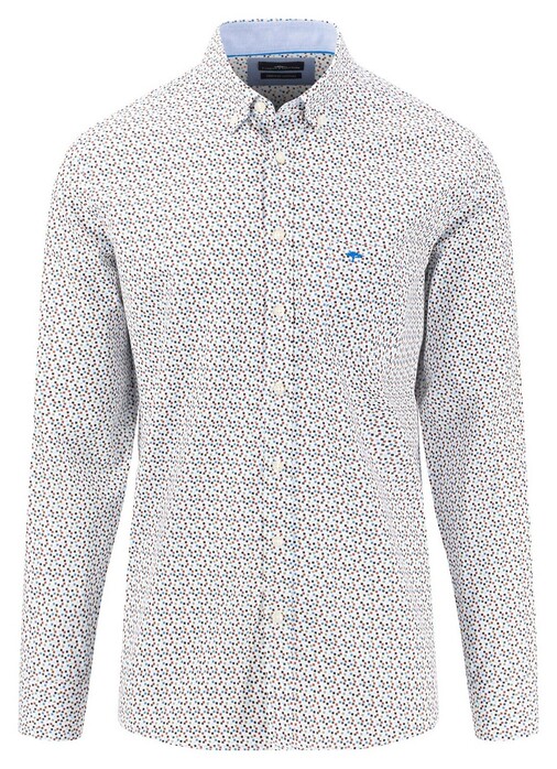 Fynch-Hatton Multi Mini Squares Button Down Shirt Rust-Multi